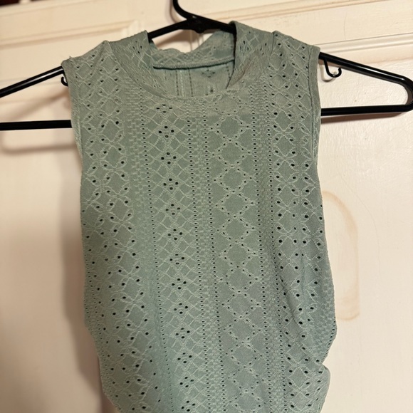 COPY - Eyelet Sage Green Ruched Sides top - Picture 7 of 8